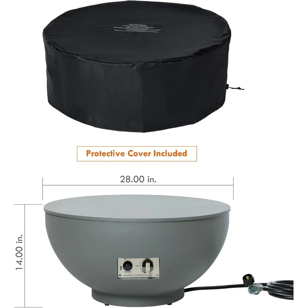 28" Outdoor Propane Fire Bowl – Round Gas Fire Pit with Natural Gas Conversion Kit