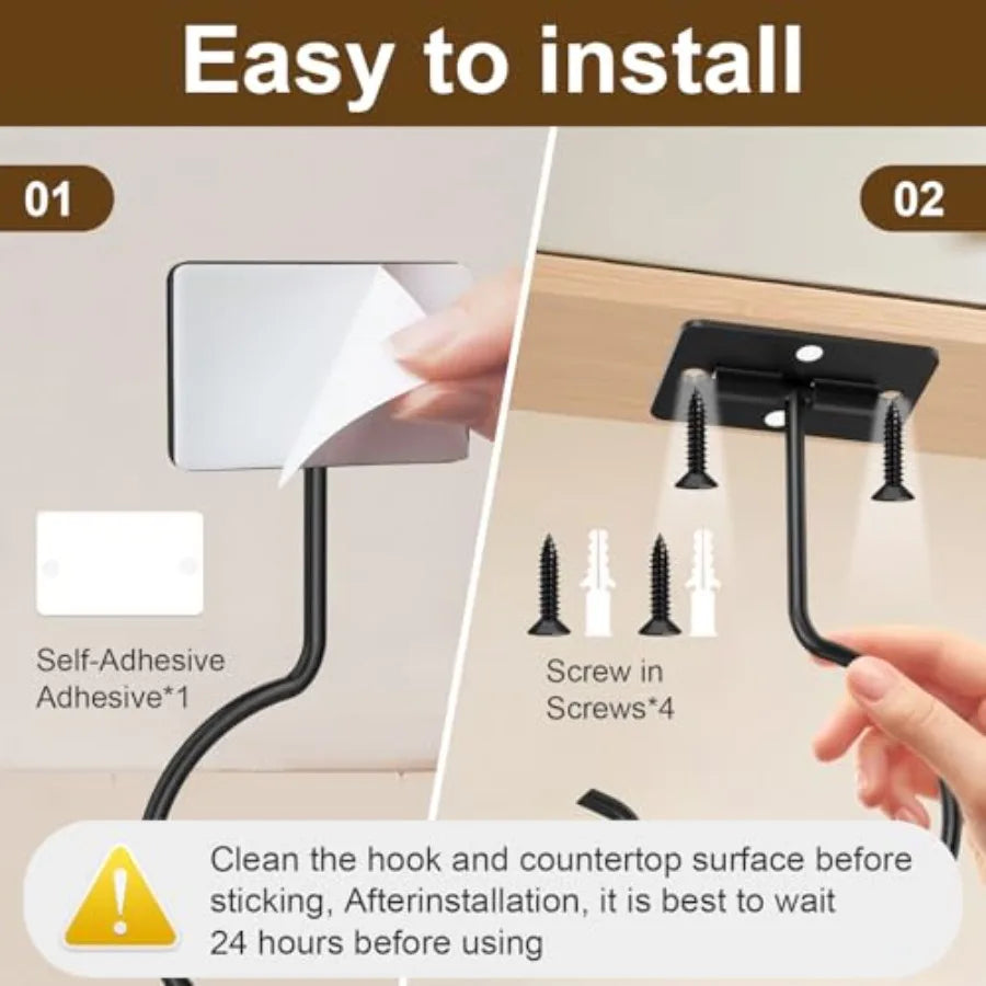 Foldable Under‑Cabinet Hooks (2‑Pack) – Space‑Saving Hanging Storage for Kitchen & Home