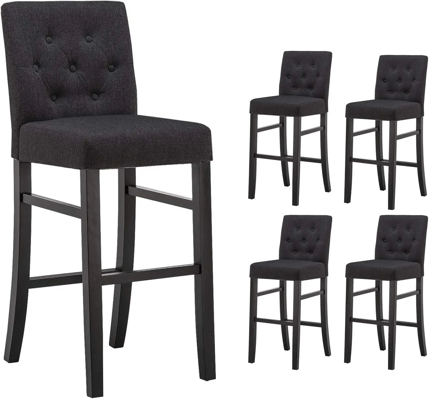 30" Counter‑Height Bar Stools (Set of 4) – Upholstered Button‑Tufted Chairs
