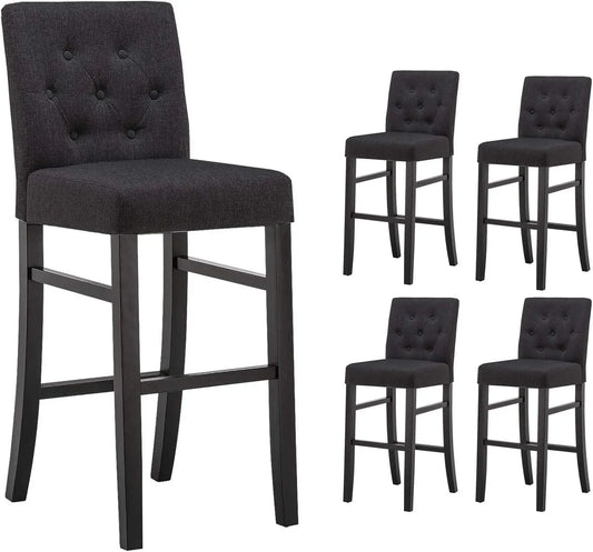 30" Counter‑Height Bar Stools (Set of 4) – Upholstered Button‑Tufted Chairs