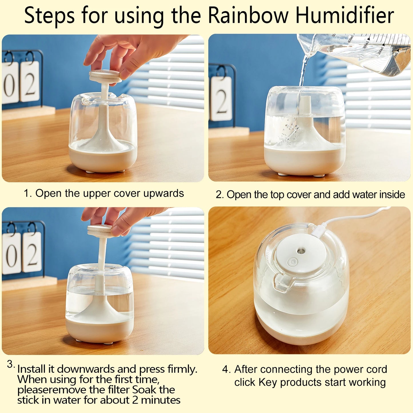 Portable Humidifier Air Humidifier Essential Oil Home Bedroom Aroma Diffuser With Colorful Night Lights USB Humidifier