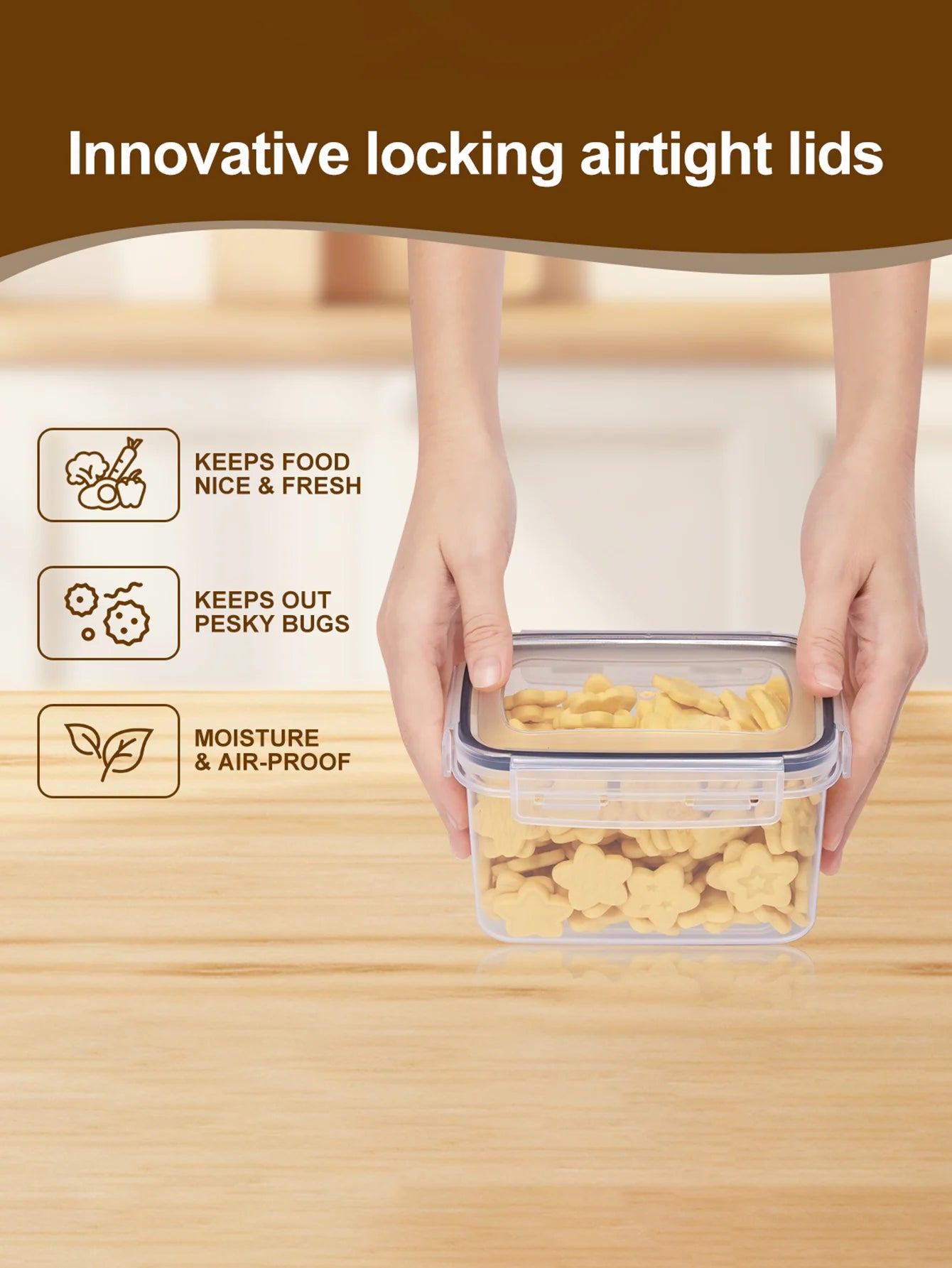 48pcs, Sealed food storage containers with lids, plastic kitchen pantry, dry cargo jars for grain, flour, sugar, labeled