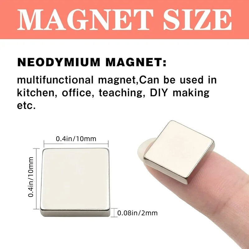 10×10×2 mm Rectangular Magnets – Strong Refrigerator, Whiteboard & DIY Craft Magnets