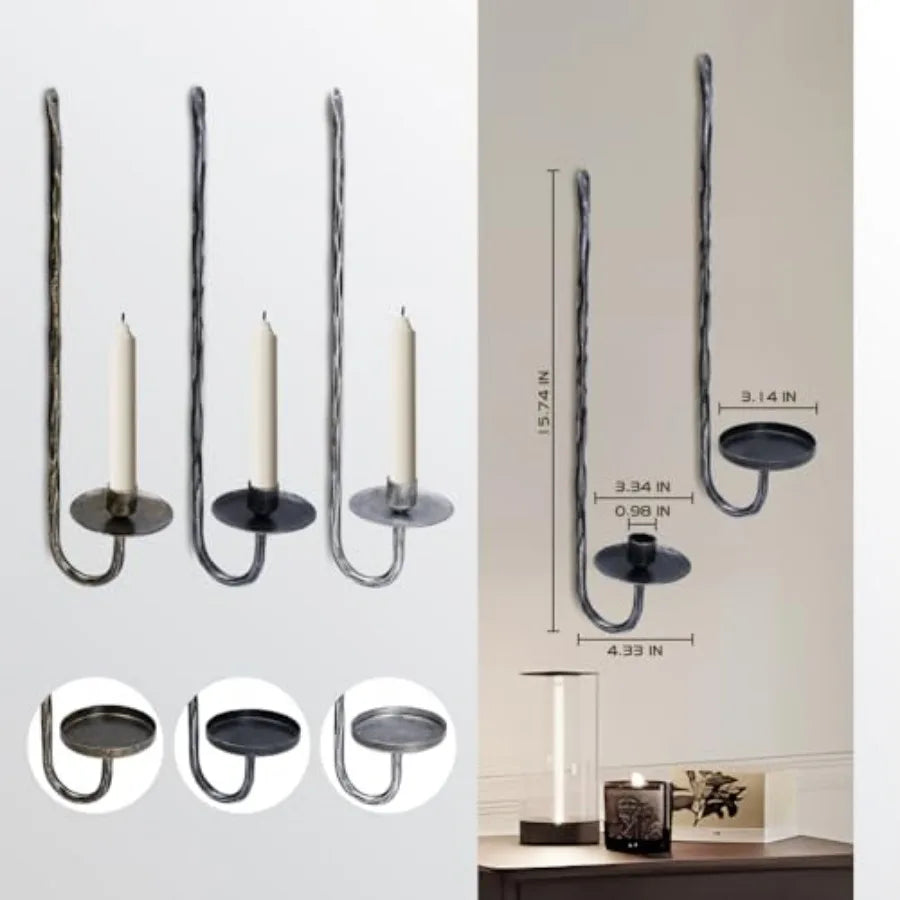 Hand-Forged Wall Candle Sconces Set of - 2