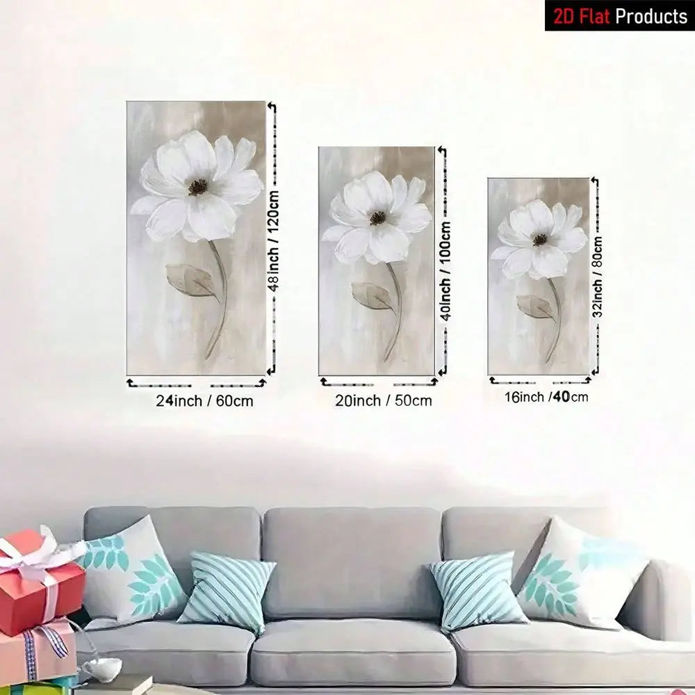 Large White Flower Canvas Art Print – Framed Wall Decor (1 Piece)