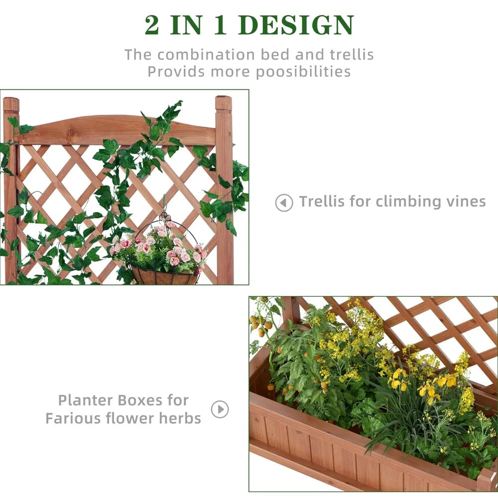 Raised Garden Bed with Trellis Set of 2,