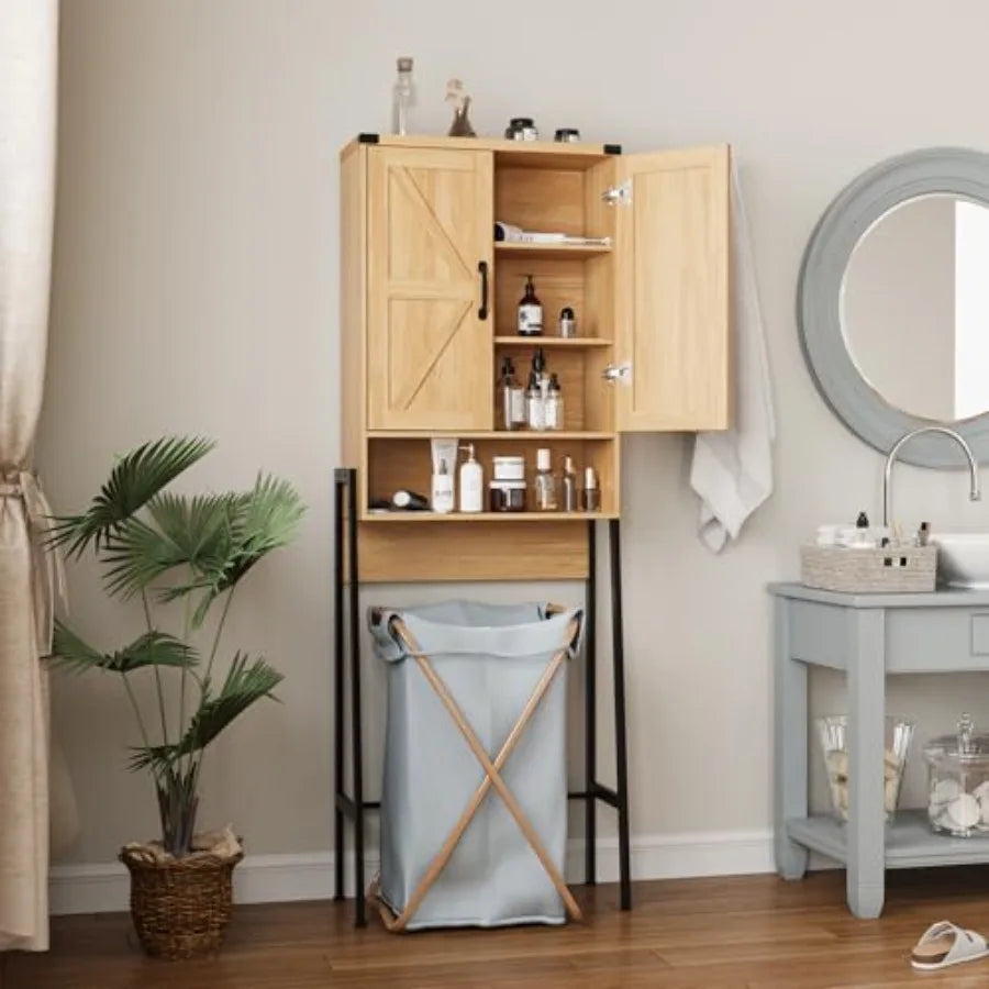 Over The Toilet Storage Cabinet with 2-Door with Anti-Tip
