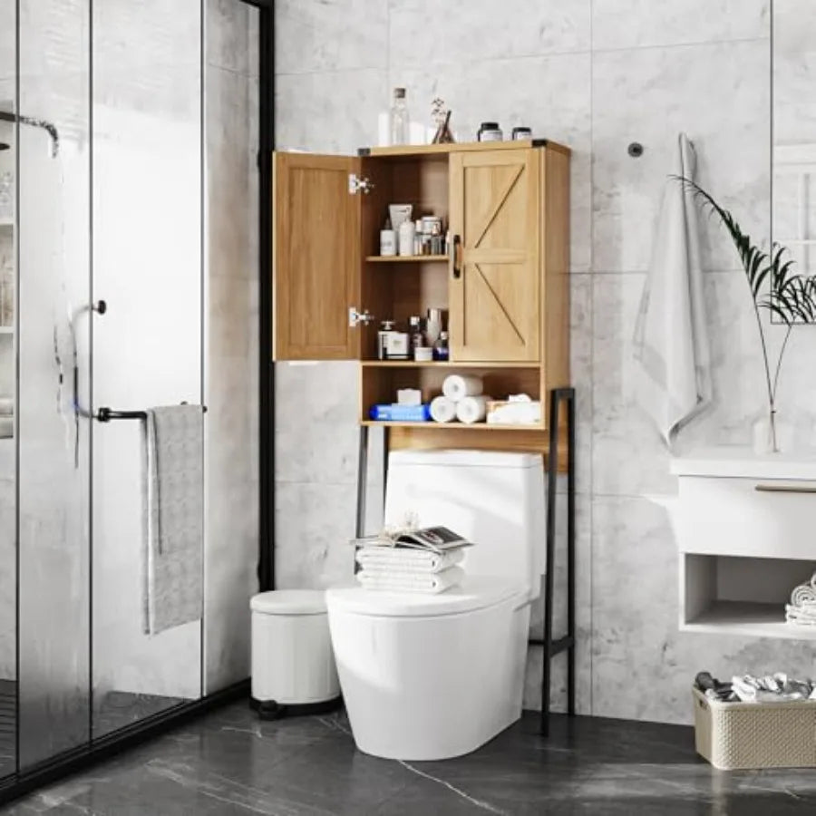Over The Toilet Storage Cabinet with 2-Door with Anti-Tip