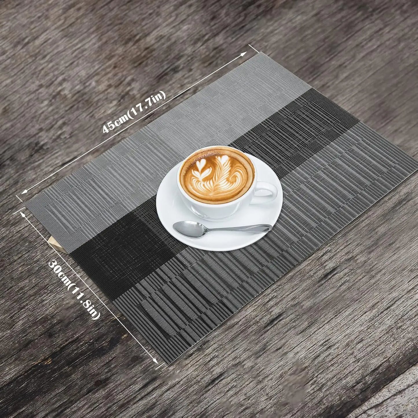 Set of 4 Heat-Resistant Washable Place Mats, Non-Slip Vinyl Woven Table Mats for Kitchen Dining Indoor Outdoor Decoration