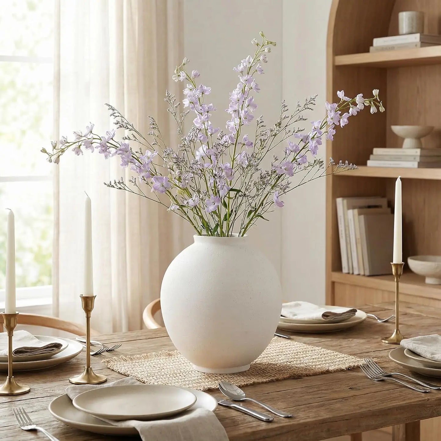 White Ceramic Vase, 9.8 Inch