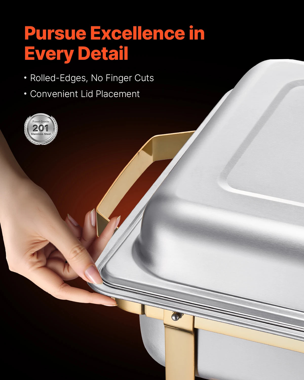 8 Qt Chafing Dish Buffet Set – 4‑Pack Stainless Steel Chafers with 2 Full‑Size & 4 Half‑Size Pans
