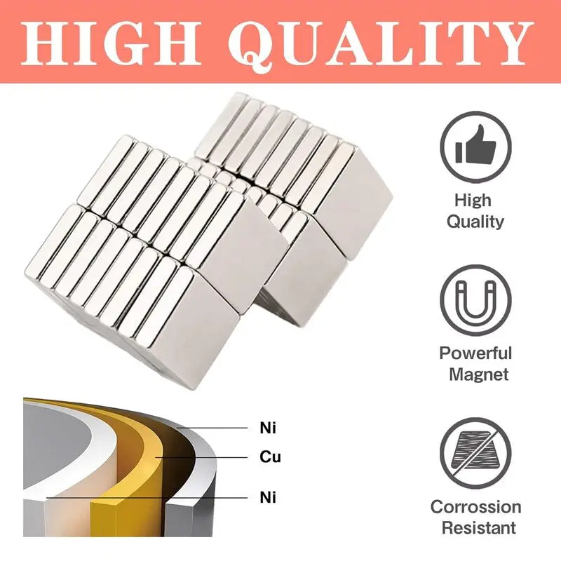 10×10×2 mm Rectangular Magnets – Strong Refrigerator, Whiteboard & DIY Craft Magnets