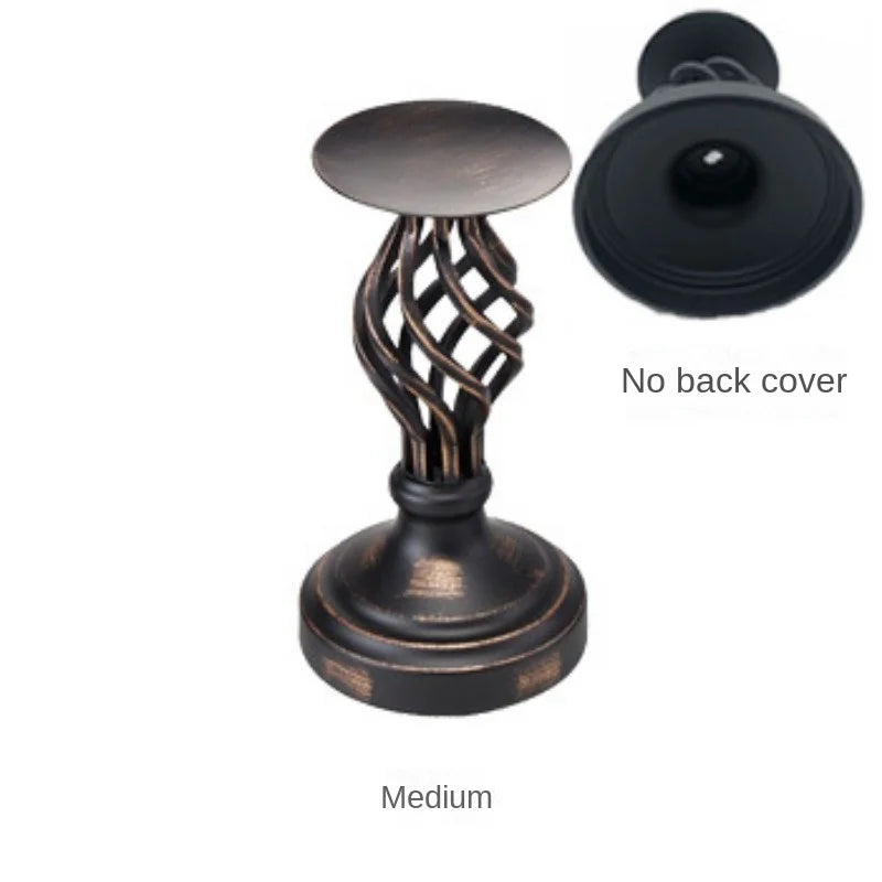 Retro Twisted‑Stem Candlestick – Matte Black Metal Holder for Modern Ambient Lighting