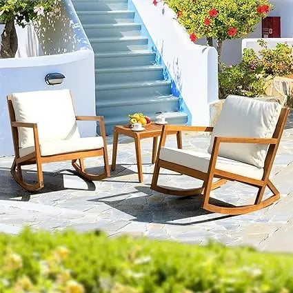 Rocking Chairs - Heavy Duty 400lbs Capacity,  Wood, 3 Piece Set
