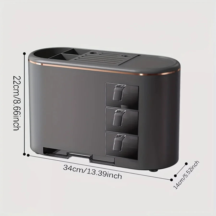 Multifunctional Kitchen Utensil Holder/Storage Rack with Drain Tray & Seasoning Box for Kitchen Countertop