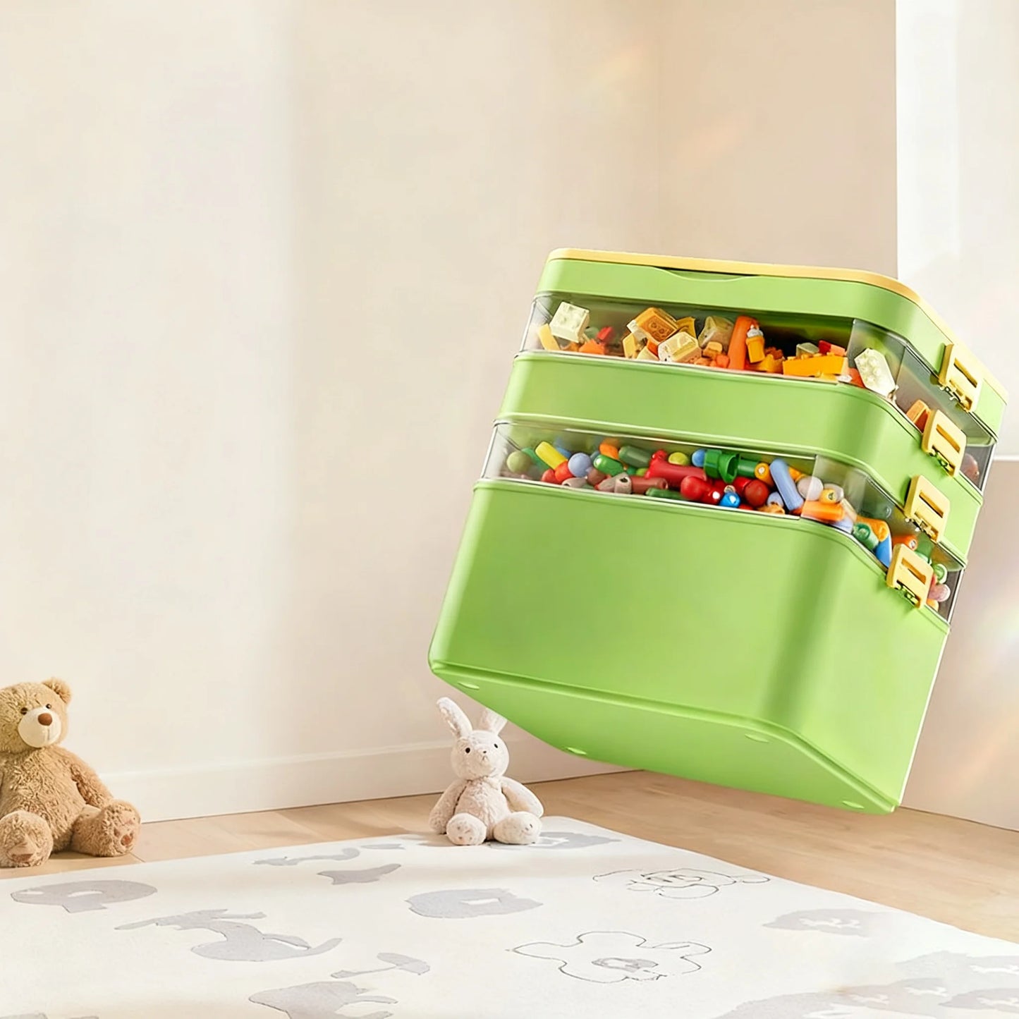 Large Capacity, Durable, Portable, Stackable Storage Box/Organizer with Handle