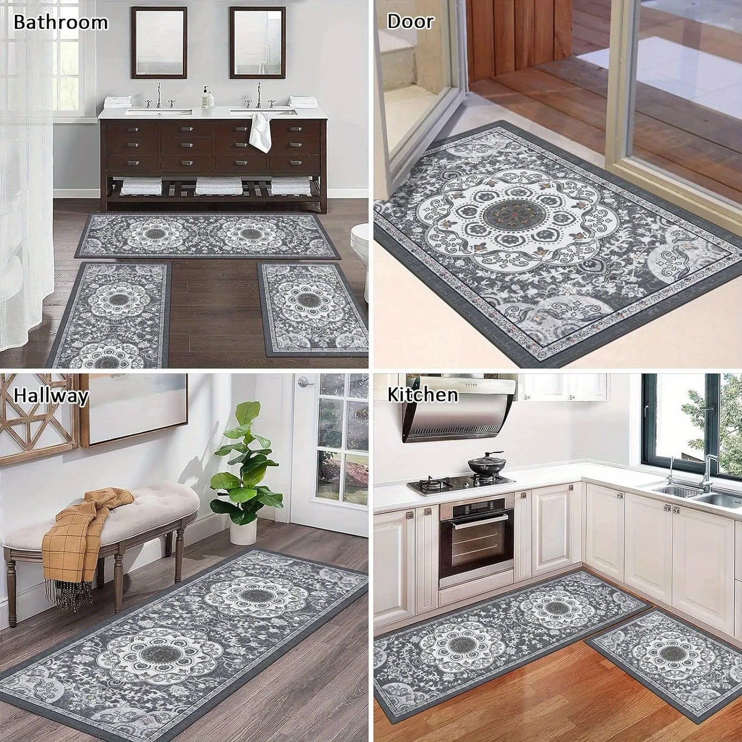 3‑Piece Floor Mat Set – Non‑Slip, Washable, Durable Indoor Rugs