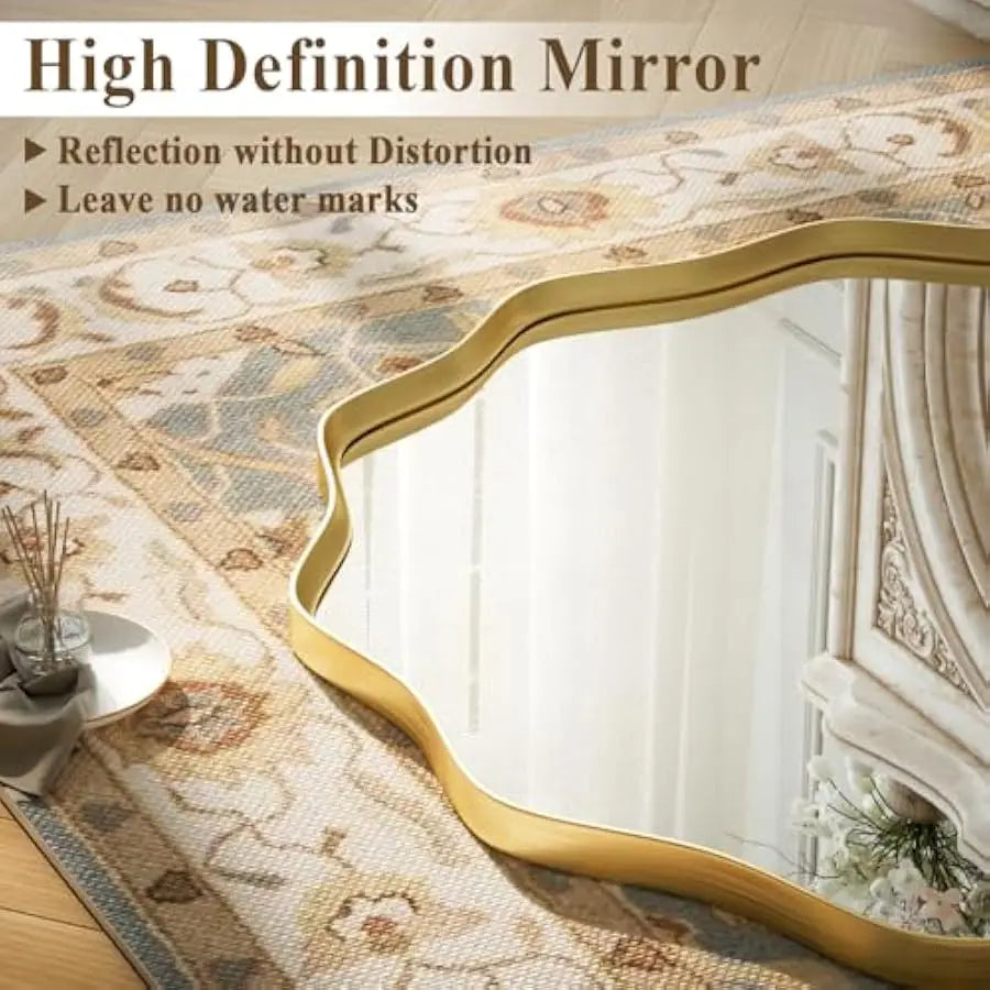Gold Scalloped Round Wall Mirror – 24"