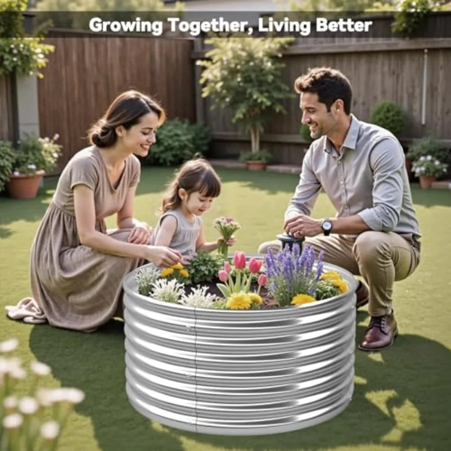 4 Pack 2x2 FT Round Galvanized Raised Garden Bed