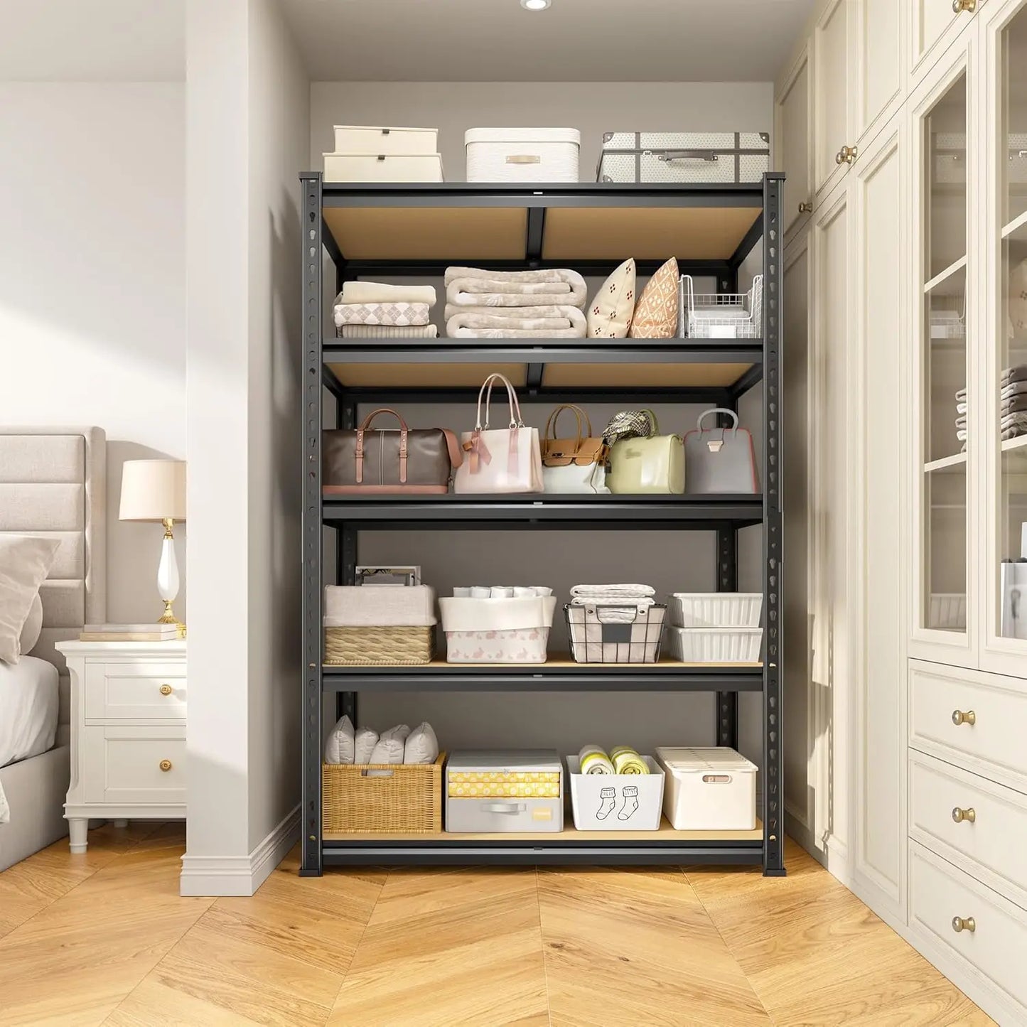 5-Tier Metal Storage Shelves, Adjustable, Capacity for Kitchen And Pantry Organization
