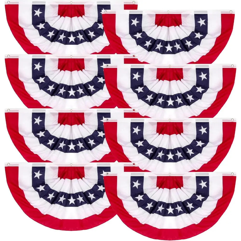 Pleated Flags and Large Patriotic Bunting for 4th of July Home Decorations