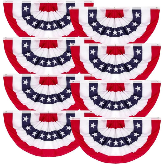 Pleated Flags and Large Patriotic Bunting for 4th of July Home Decorations