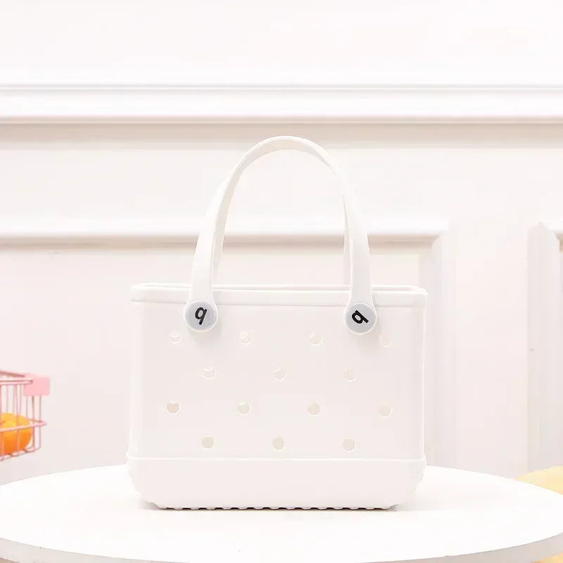 Waterproof  Rubber Mini Beach Bag - Summer Pool Storage Basket