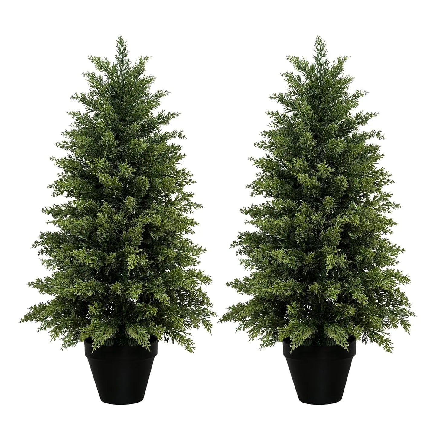 2‑Pack Artificial Cedar Trees – 3ft UV‑Resistant Outdoor Faux Evergreens