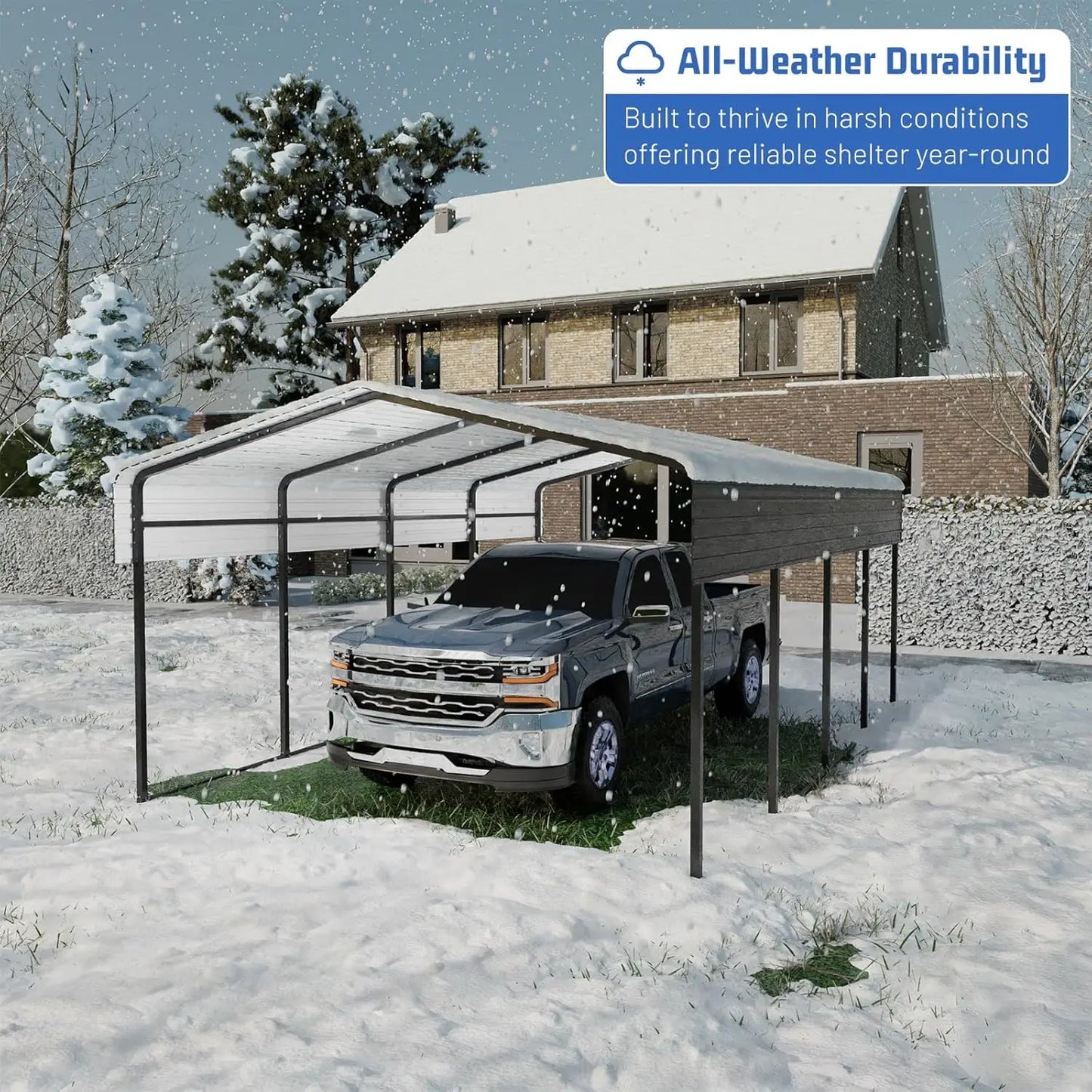 10×15 FT Heavy‑Duty Carport Canopy – Metal Frame with Galvanized Steel Roof