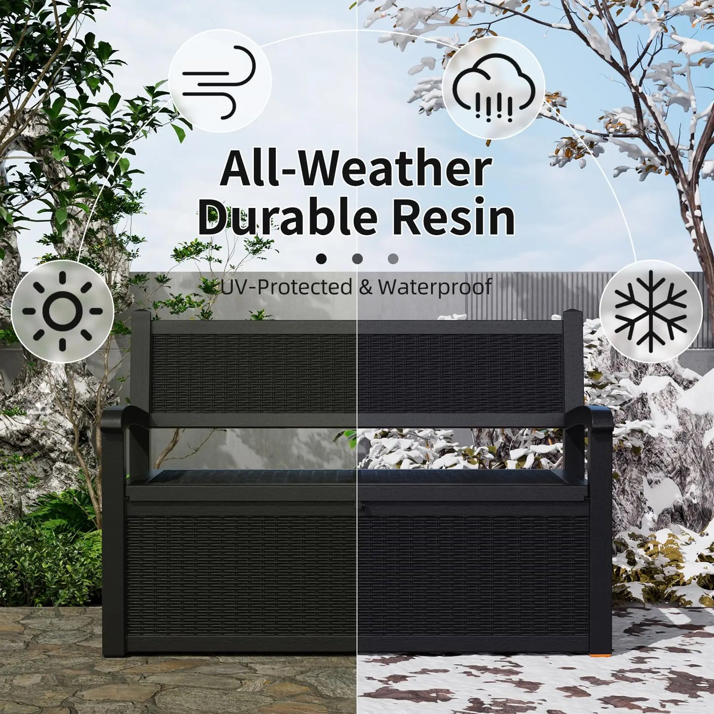 80 Gallon Outdoor Storage Bench, Lockable, Waterproof