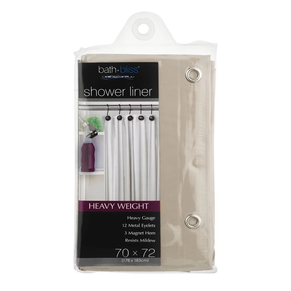 Premium Waterproof Shower Curtain Liner Mildew Resistant with 3 Magnets and 12 Metal Eyelets 70x72 Inches Heavy Gauge PVC