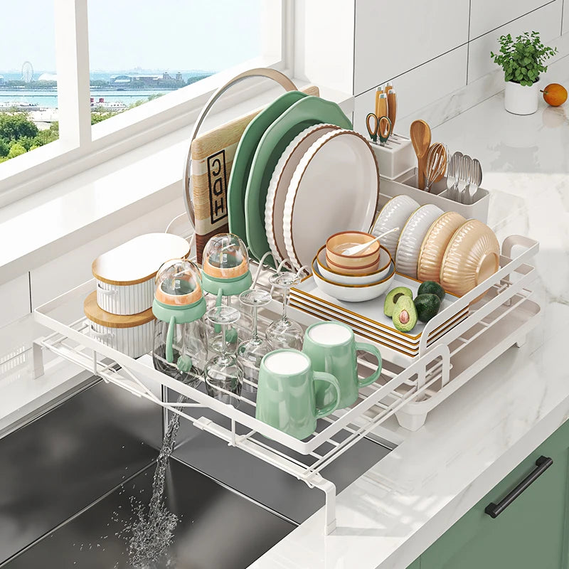 Adjustable Countertop Drying Dish Rack - Multiple Colors