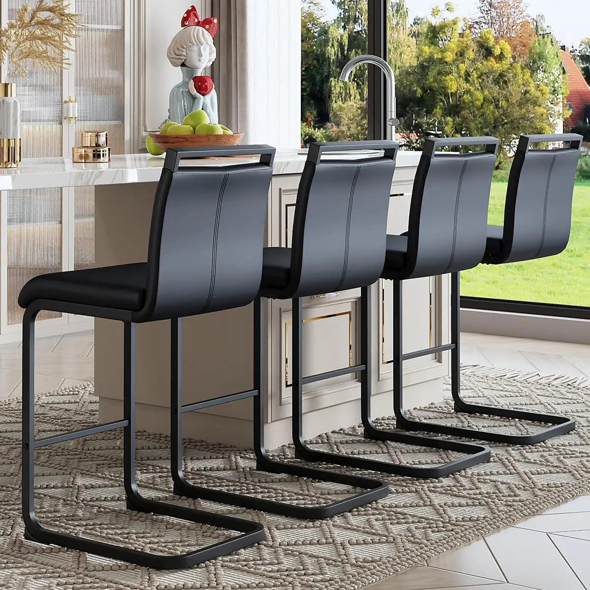 Counter Height Bar Stools Set of 4 - 25'' with Back