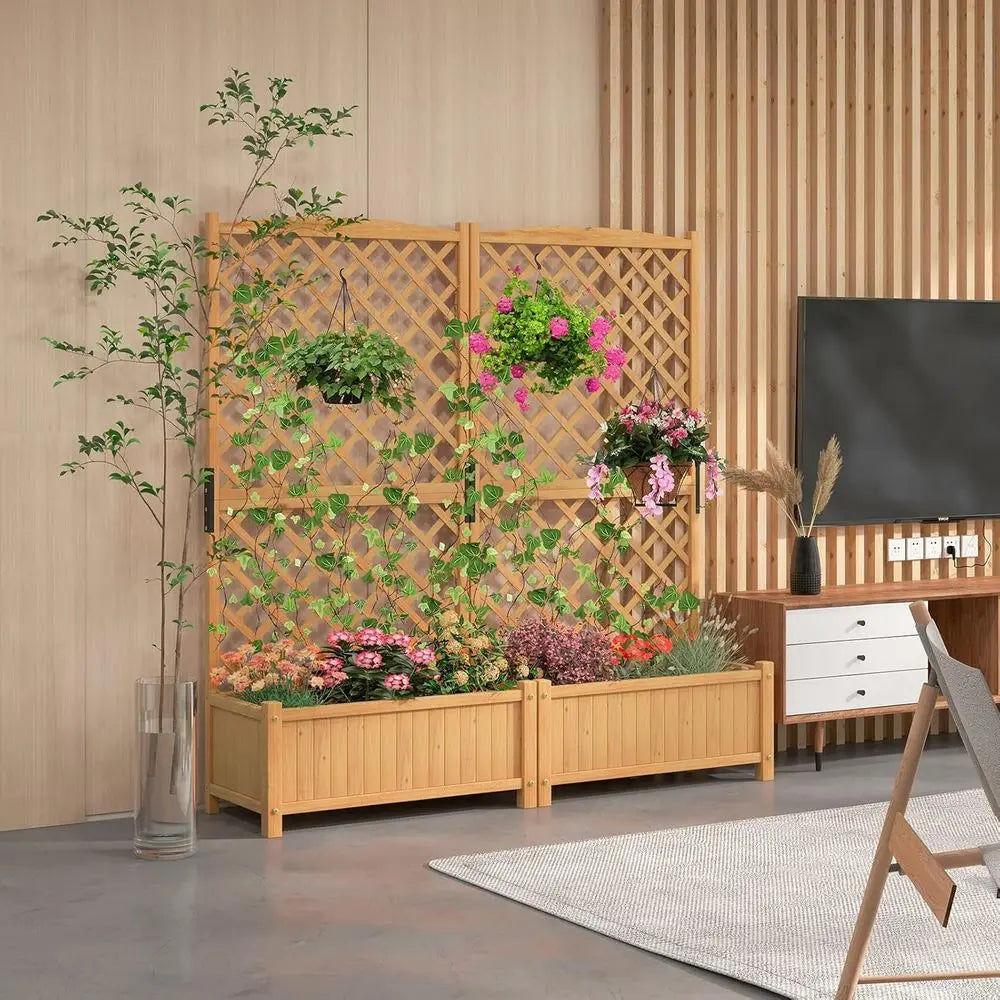 Raised Garden Bed Outdoor Set, 35.5x17.5x71-inch Planter Box with Trellis and Removable Bottom, Ideal for Patio, Balcony, or Yard