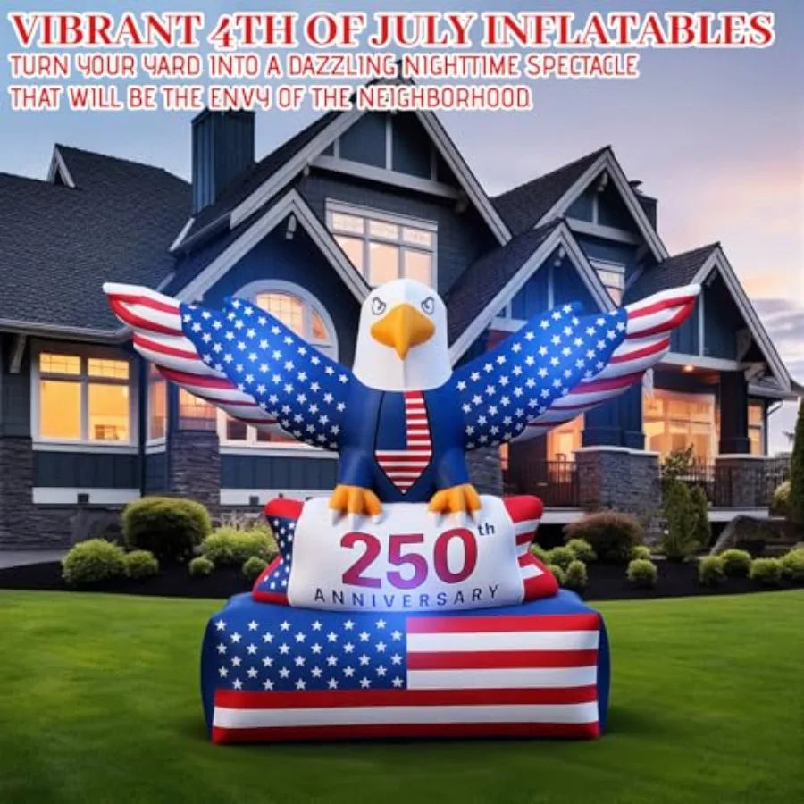 Patriotic Eagle Inflatable – LED‑Lit 4th of July Outdoor Decoration Made of Durable PVC
