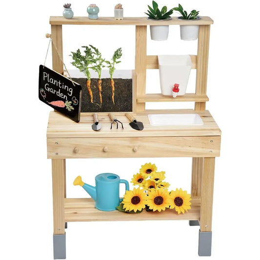 WoodenPotting Bench, Garden Station Center with Sink & Faucet