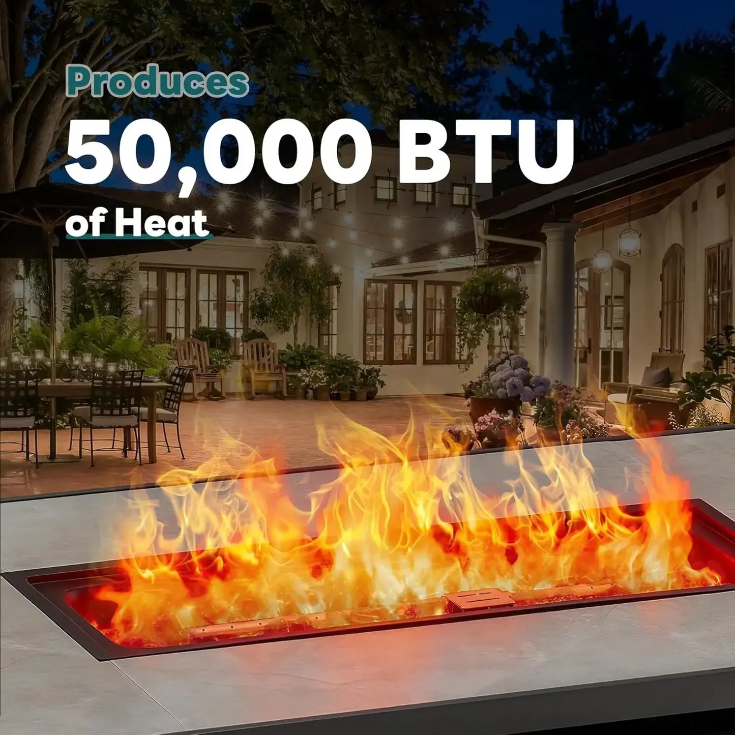 43" Propane Fire Pit Table – Outdoor Gas Fire Table with Adjustable Flame