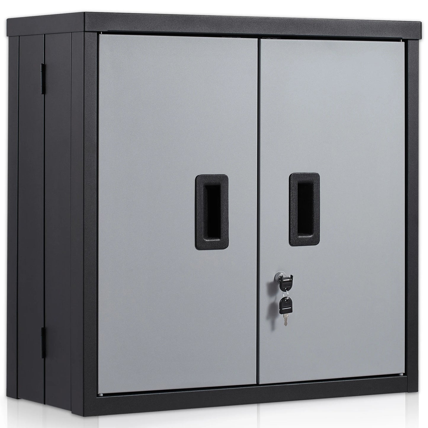 Metal Garage Cabinet with Mounted Tool Chest, Adjustable Shelf and Magnetic Door