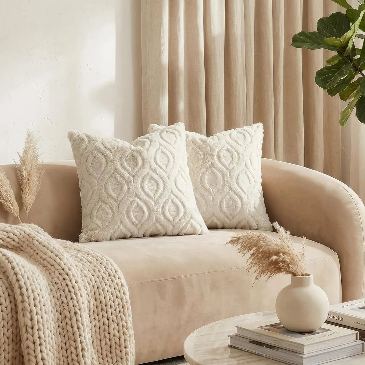 18×18" Faux Wool Pillow Covers – Minimalist Soft Decorative Cushion Set (2‑Pack)