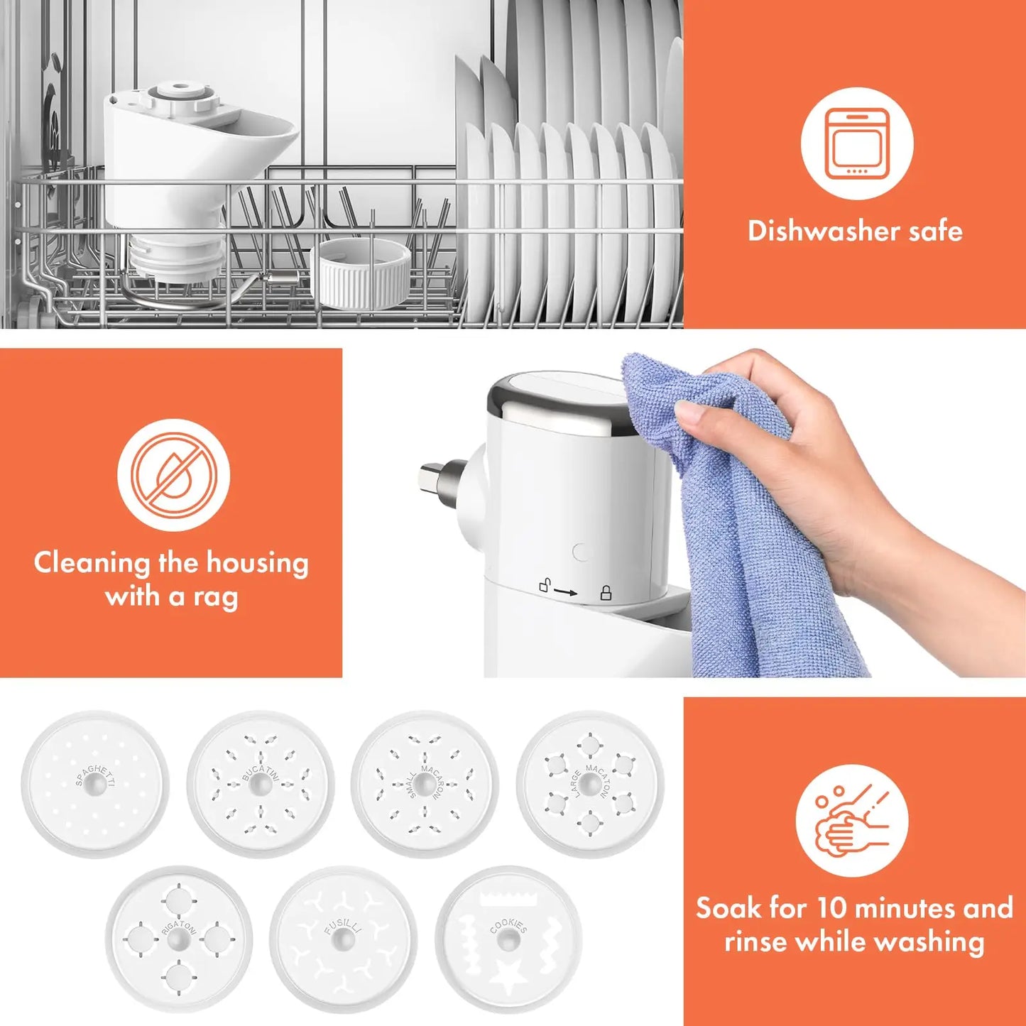 Pasta Press Attachment for KitchenAid Stand Mixers 7 Interchangeable Plates Pasta Extruder Accessories