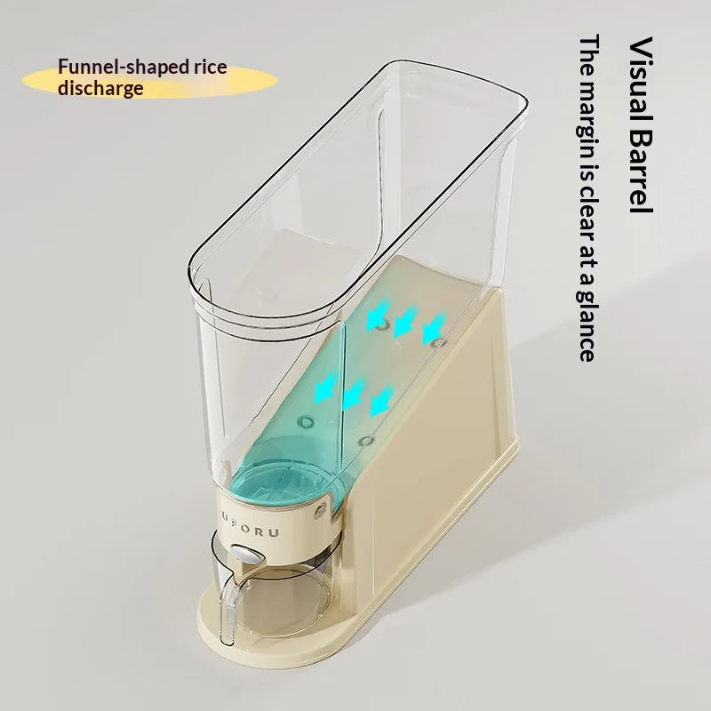 Narrow‑Space Rice Bucket – Press‑Top Sealed Grain Dispenser, Transparent & Moisture/Pest‑Proof Kitchen Storage (1‑Piece)