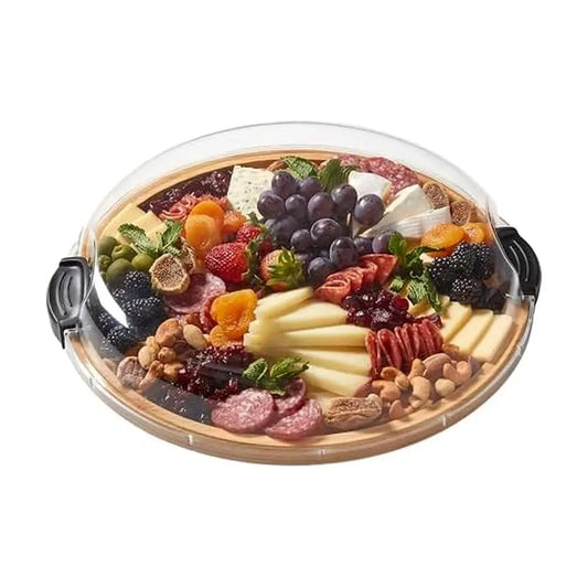 Bamboo Build-a-Board Cutting Board with Single Compartment and Clear Locking Lid for Charcuterie, Snacks, and More