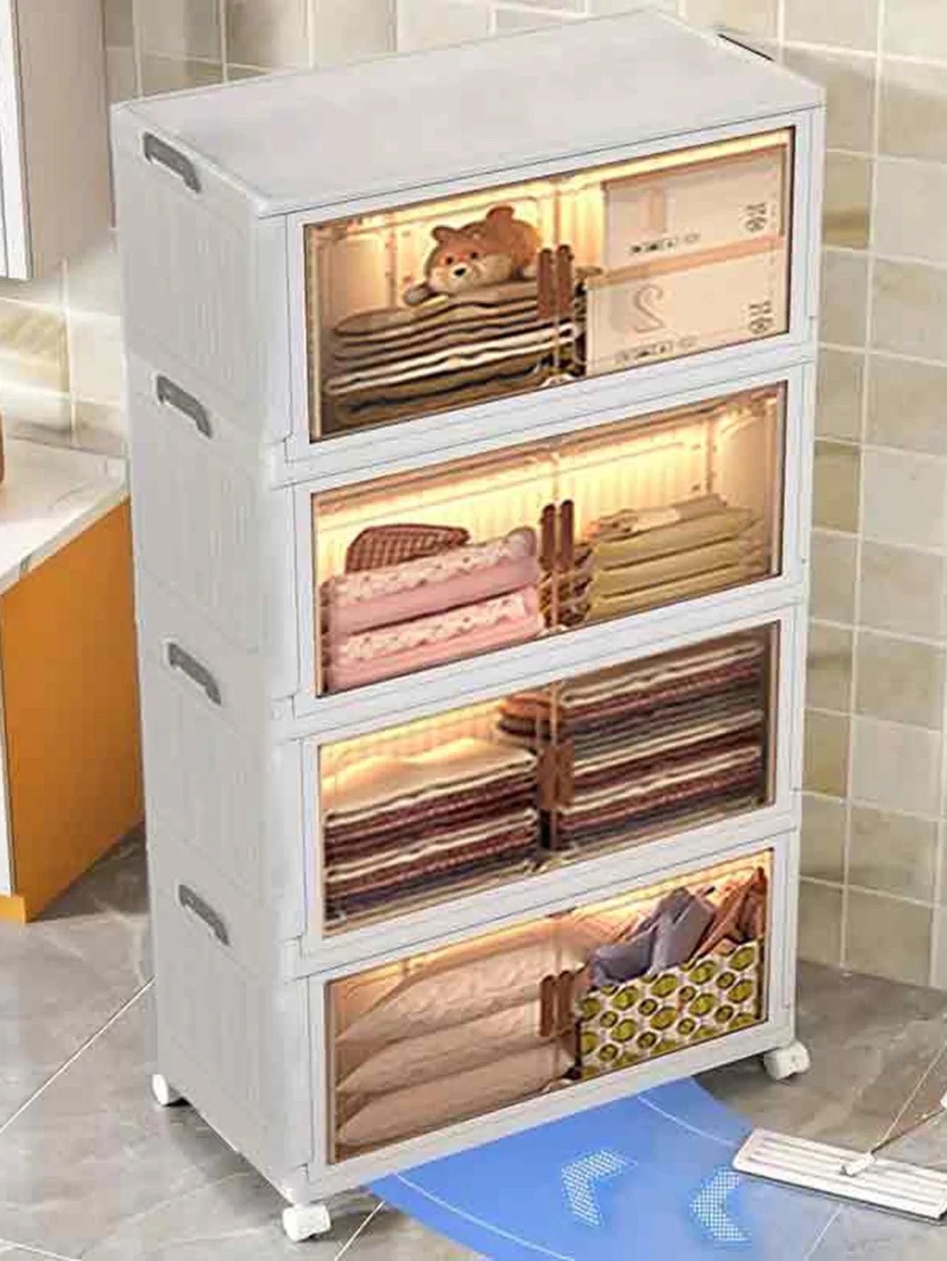 5 level Versatile Folding Storage Cabinet with Magnetic Doors - Dustproof, Waterproof