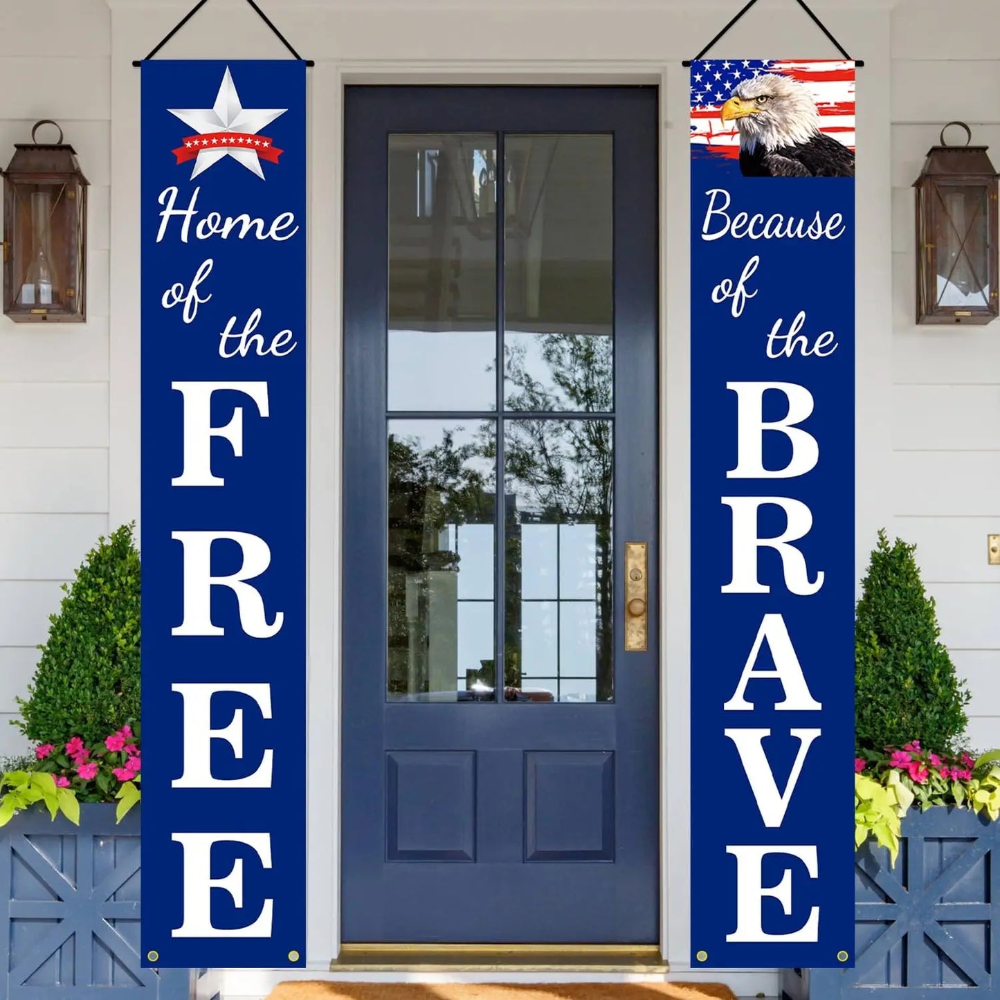 Pre‑Assembled Patriotic Hanging Banner – Red, White & Blue 4th of July Decoration for Porch & Outdoor Displays