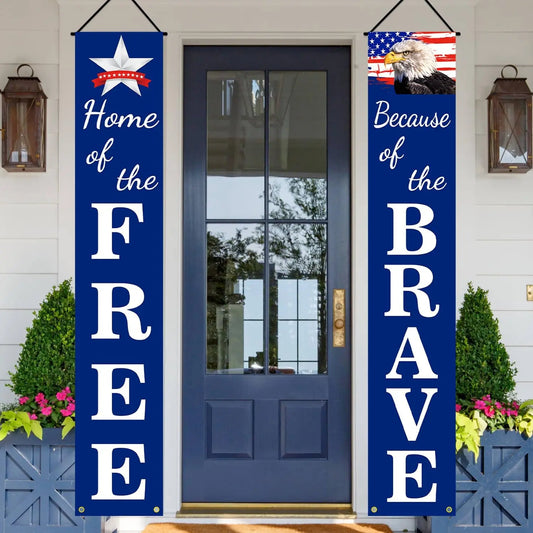 Pre‑Assembled Patriotic Hanging Banner – Red, White & Blue 4th of July Decoration for Porch & Outdoor Displays