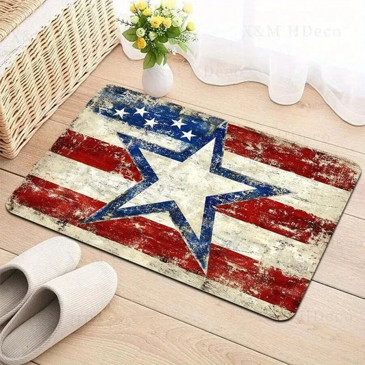 Patriotic American Flag Doormat – Independence Day Welcome Mat for Indoor/Outdoor Entryways (Multiple sizes)