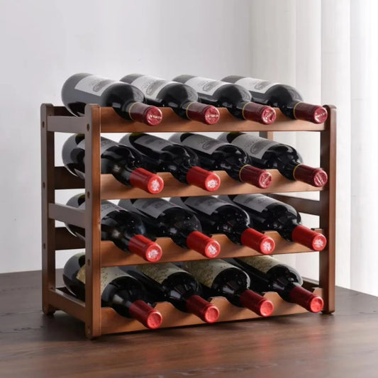 Wine Rack, Tabletop Multi-Tier  Solid Wood Display Rack