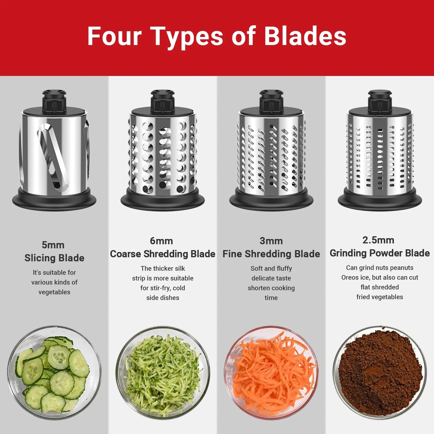 Stainless Steel Slicer Shredder Attachment for KitchenAid Stand Mixers Salad Maker with 4 Blades