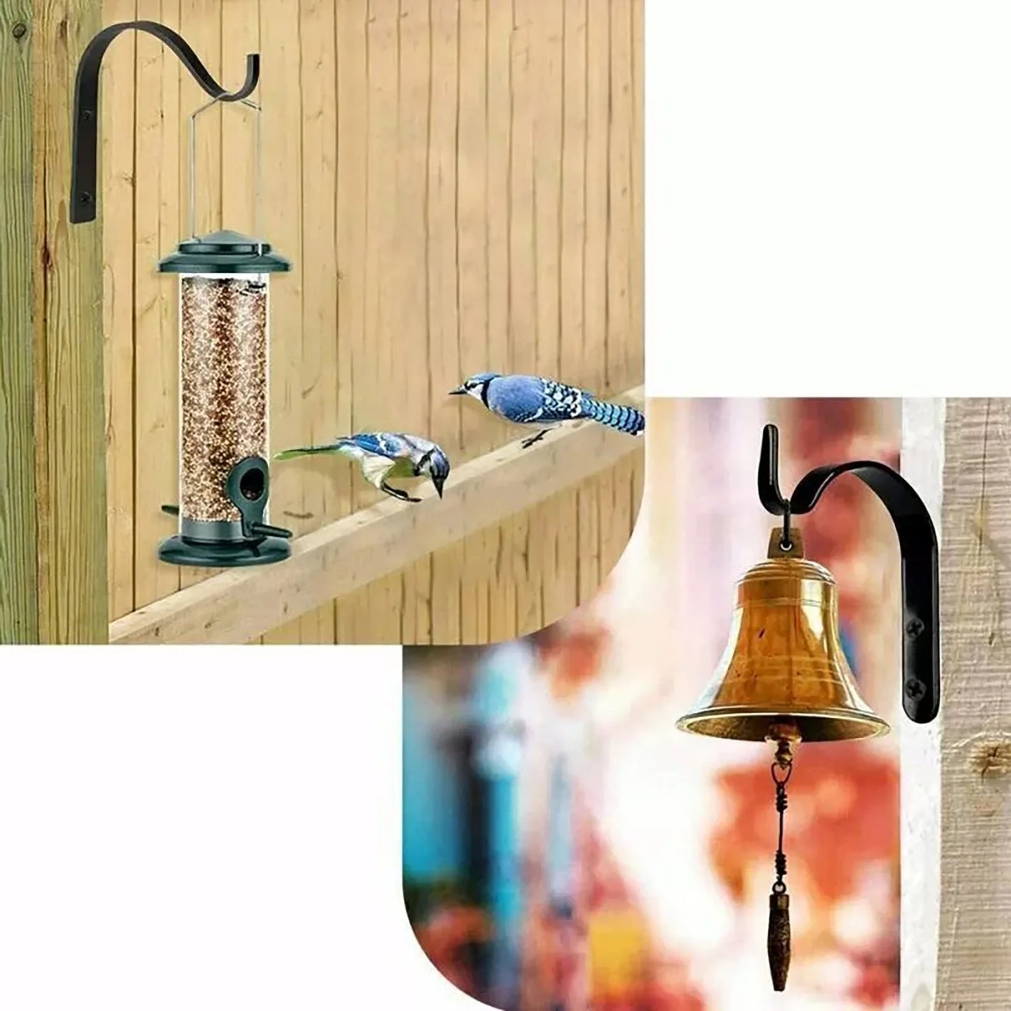 10Pcs Metal Multipurpose wall Hook -Mounted Heavy Duty Bracket for Hanging Plants, Lanterns, Bird Feeders and Wind Chimes