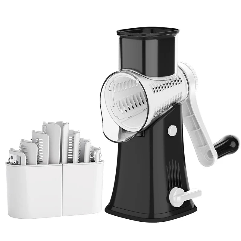 5 in 1 Rotary Cheese Grater Shredder Kitchen - Vegetable Julienne Slicer Waffle Cutter Nut Chopper